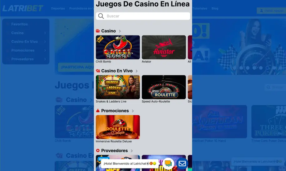 Juegos móviles en Latribet Casino