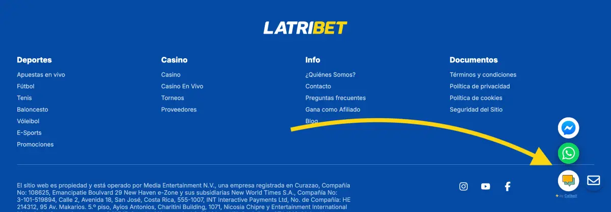 Servicio de soporte de Latribet en el sitio web oficial