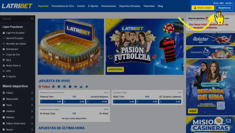 Acceso y registro en el sitio oficial de Latribet